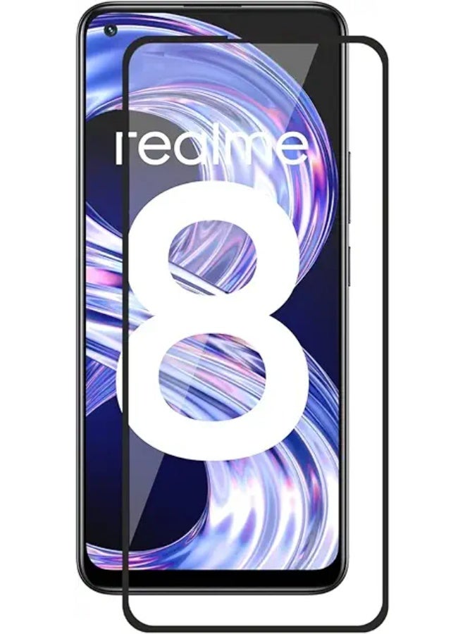 Screen Protector For Realme 8 , 5D Tempered Glass Protector 9H Hardness, Bubble Free, HD Clear Realme 8 Screen Protector